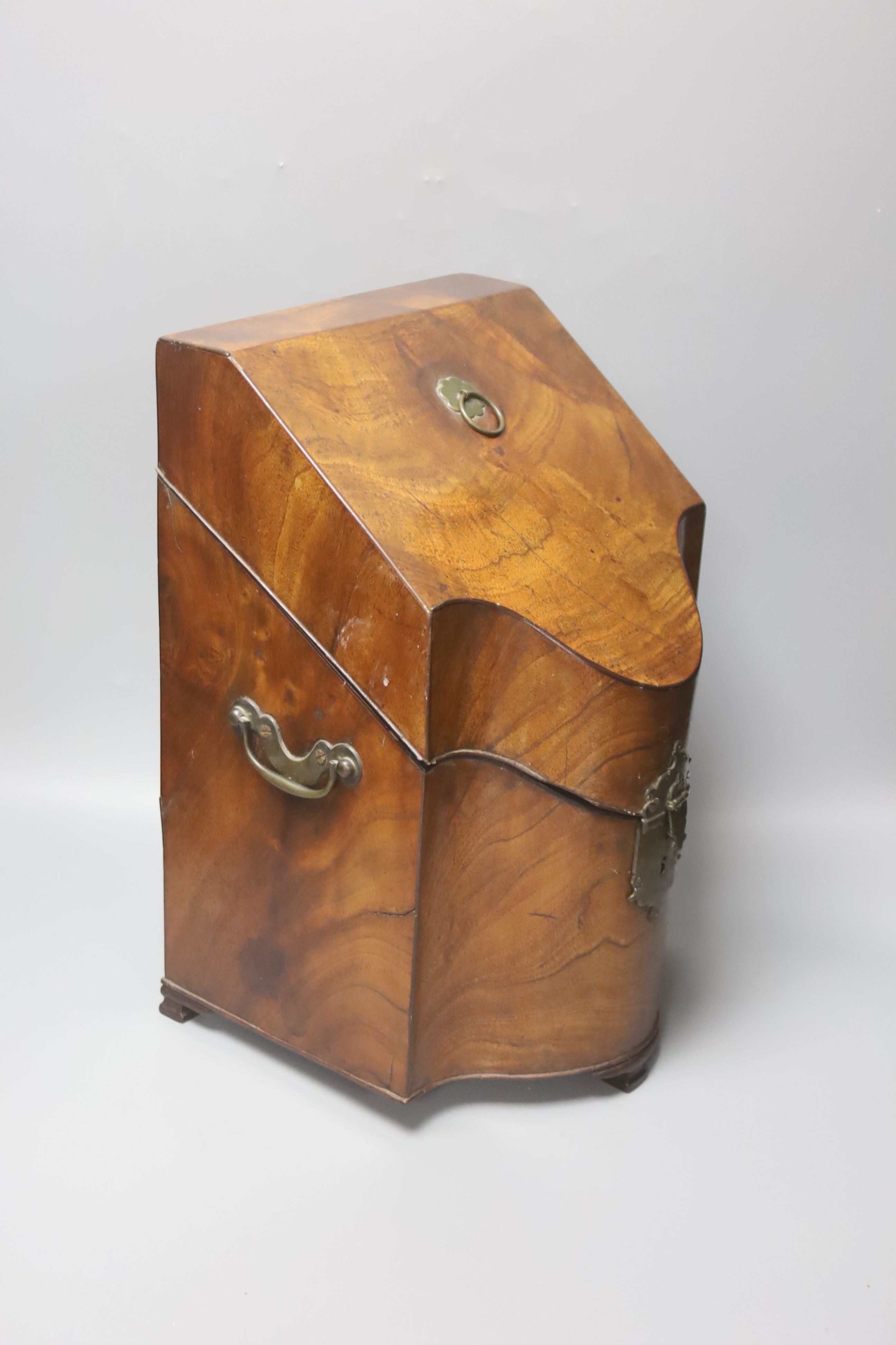 A George II mahogany knife box together with a George III mahogany tea caddy (2) 38cm